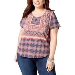 Lucky Brand boho aztec pink and blue T-shirt
